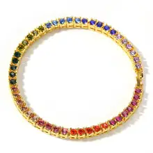 Хип-хоп 4 мм сплав Цвет циркон Однорядный браслет 8 дюймов Майами, кубинская Сеть Мода Ice Out Мужчины Женщины Подарочные браслеты и ювелирные изделия