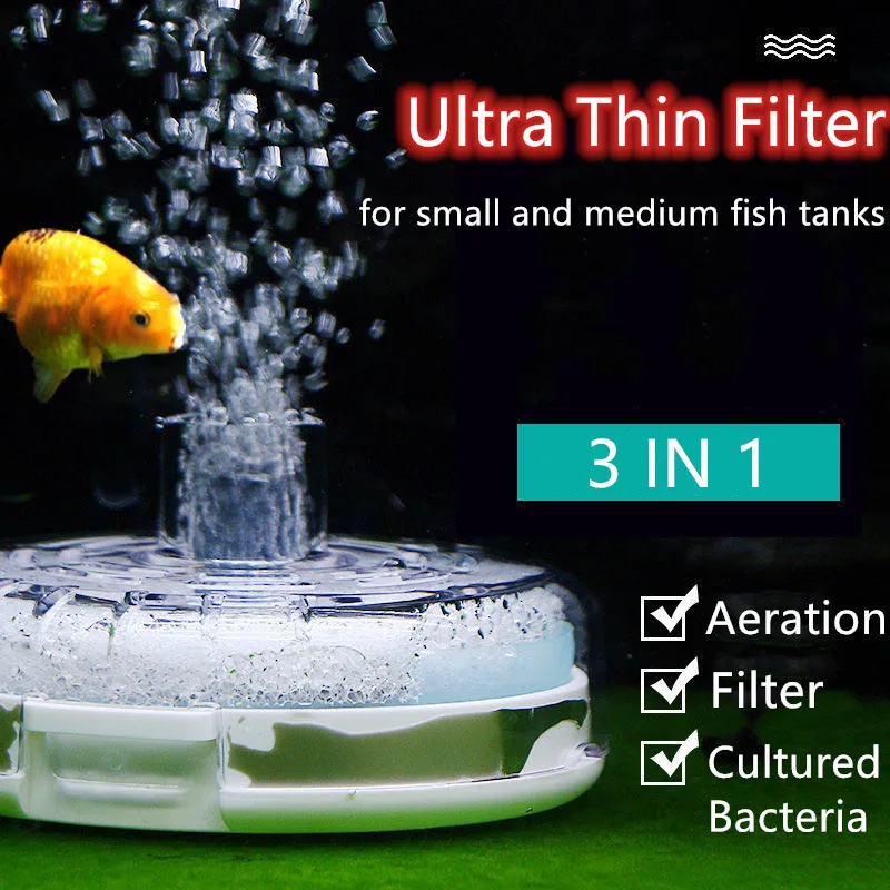 Mini Aquarium Filtration 3 IN 1 Small Ultra Thin Filter for Fish Tank Aerator Accessories | Дом и сад