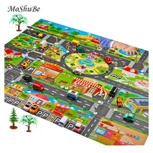Два размера, детский игровой коврик для игры в город, дорожные здания, парковочная карта, игровая сцена, игрушечная автомобильная карта для детей, игровой коврик
