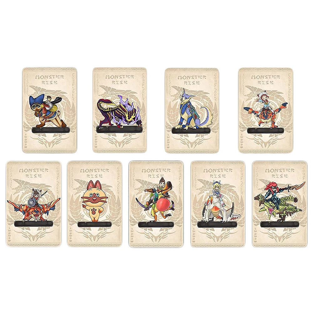 Карта NFC-метки Monster Hunter Rise Mini 9 шт. для игровых карт Amiibo Nintendo Switch /Switch Lite OLED /Wii U /3DS NS |