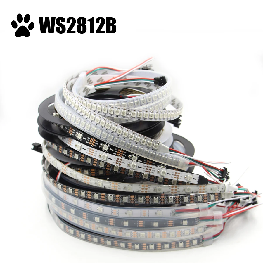 Светодиодная лента WS2812B WS2812 50 см/1 м/2 м/3 М/4 м/5 м 30/60/144 пикселей/светодиодов/м