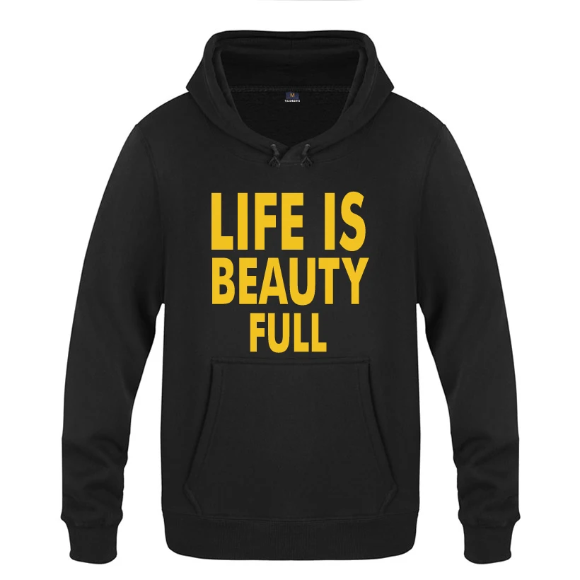 Life Is beauty, мужские свитшоты с буквенным принтом,, мужские флисовые пуловеры с капюшоном, толстовки - Цвет: HEY HUAT
