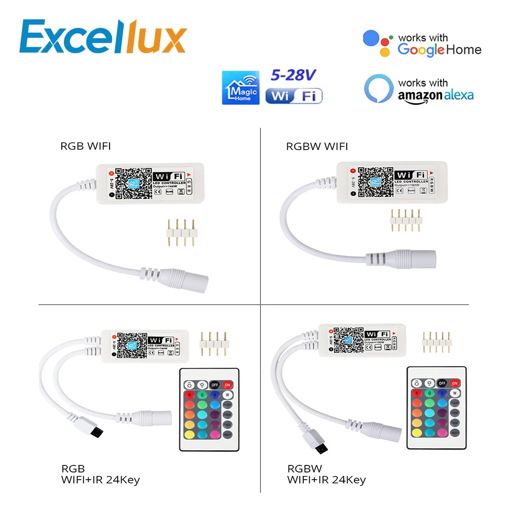 Magic Home 5-28 в мини wifi RGB/RGBW контроллер+ ИК 24Key пульт дистанционного управления для Smart/Google home Amazon Alexa