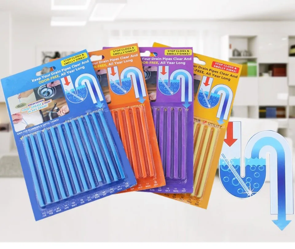 

12PCS/SET MAGIC wand MAGIC TIME Pipe Cleaning Sticks Decomposition of Hair and Waste in Pipes Sink Clogging Remover