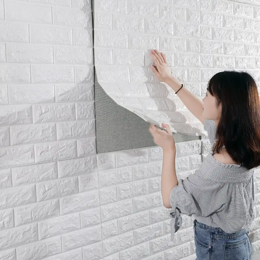 3d レンガの壁のステッカーリビング防水泡のベッドルームの Diy 粘着壁紙アート 60 30 0 8 センチメートルホーム壁デカール Wallpapers Aliexpress