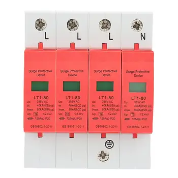 

SPD Surge Protective Device 4P 40-80KA House Surge Protector Low-voltage Arrester Din Rail LT-40/80 Device