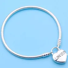 Оригинальные моменты Гладкий любимый сердце замок Пряжка для браслета на запястье подходит бусины из стерлингового серебра 925 Шарм Diy Европа ювелирные изделия