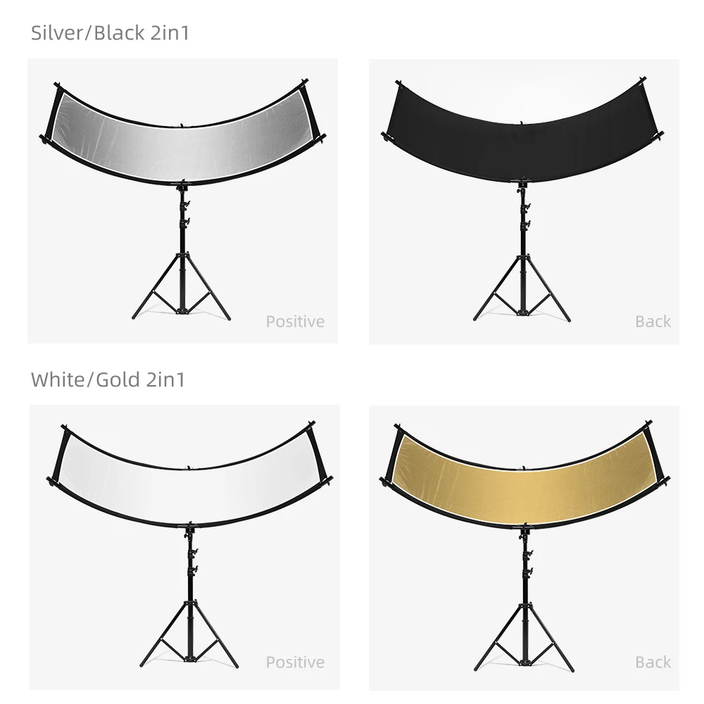 U-type 155*61cm 4in1 Silver Black White Gold Reflector Diffuers Collapsible Photography Light Reflective Screen