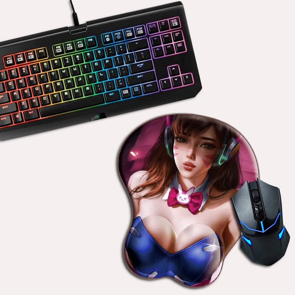 FFFAS 3D подставка для запястья коврик для мыши DVA D. Va игра силикагель Сексуальная аниме-девушка Oppai хип приклад Boob коврик для мыши для компьютера