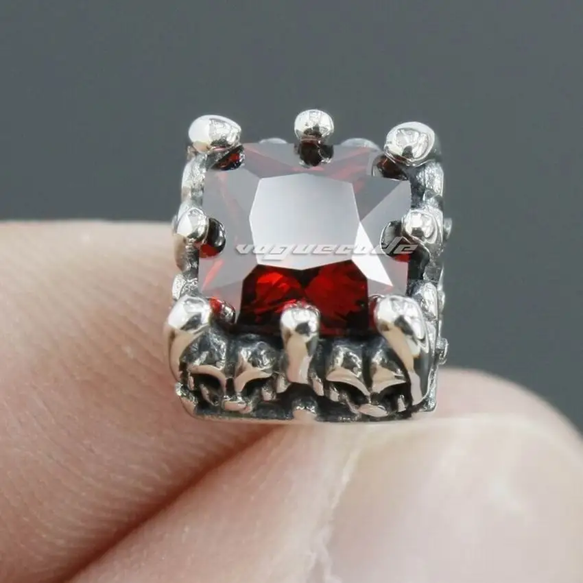 Details about   925 Sterling Silver Red CZ Square Earring Mens Biker Stud Earrings Gift 8R001D 