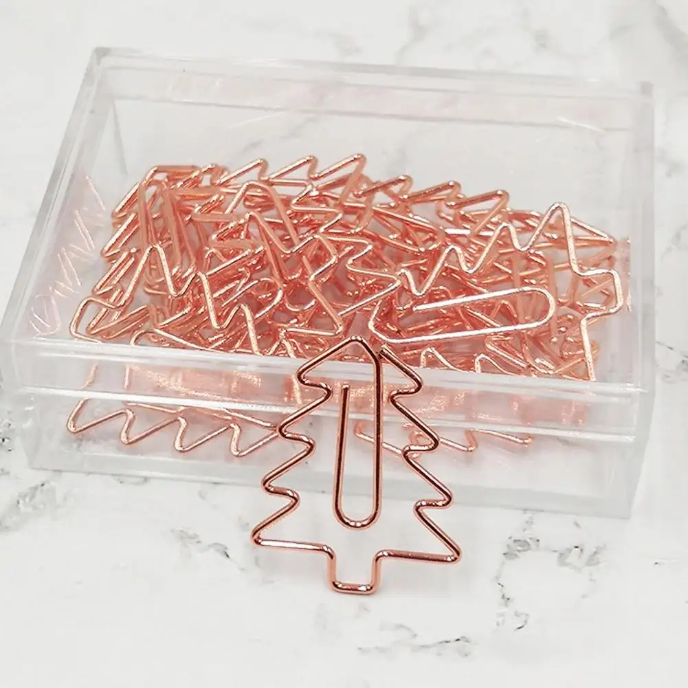 

20PCS Paper Clips Christmas Tree Bow Envelope Cactus Paper Clips Rose Gold Office Accessories For Scrapbook Notebook