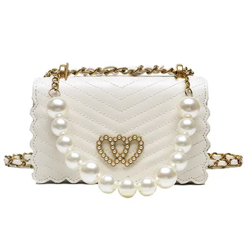 

new luxury shopper Bag for women PU white chain handbag ladies 2020 fashion heart style handbags summer bags girl