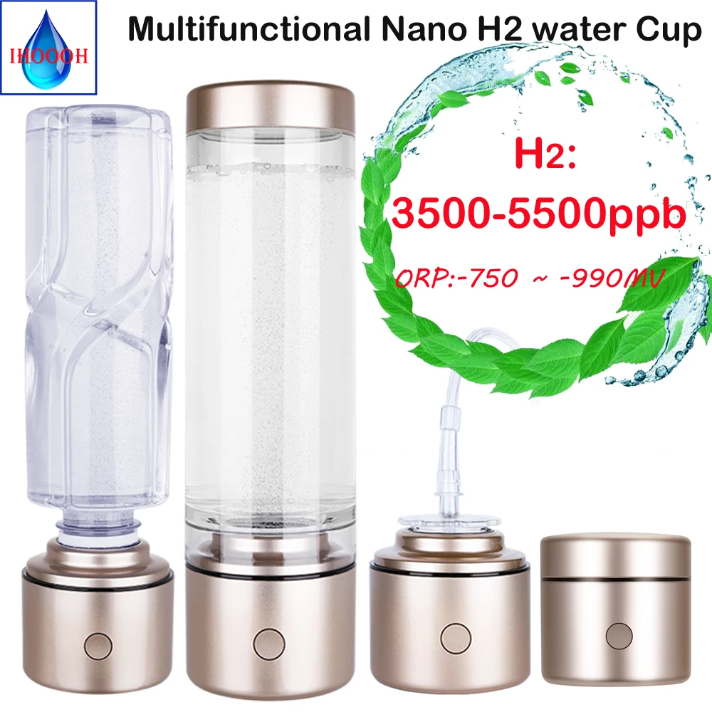 Portable Nano High Concentration Hydrogen Water Bottle Generator Antioxidant ORP SPE Electrolytic Ion Ionizer Breathing H2 Gas