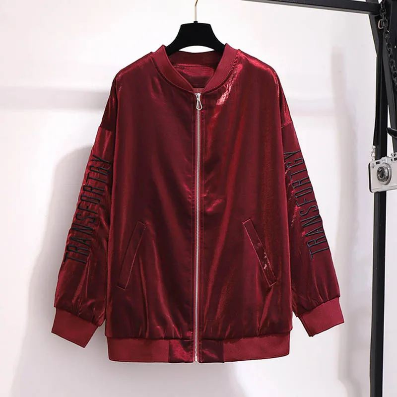 Осень Куртки женские 6XL 7XL 8XL 9XL 10XL размера плюс бюст 155 см пальто для женщин - Цвет: Бургундия