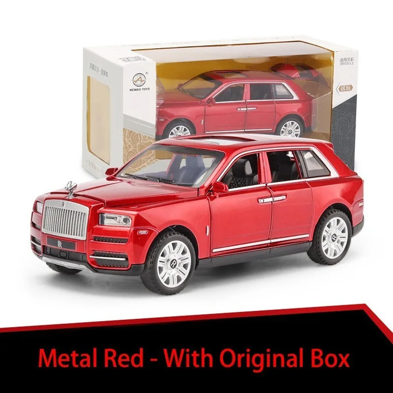 Литая 1:32 шкала Rolls Royce Cullinan модели автомобилей металлическая модель звук и светильник оттяните назад внедорожник для детей 6 дверей можно открыть - Цвет: Metal Red With Box