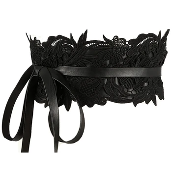 

Fashion Black Lace Belts for Women Designer Women Belt for Wedding Dress Wide Female Waistband Belts