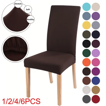 

1/2/4/6pcs Solid Color Chair Cover Spandex Stretch Elastic Chair Slipcovers Protectors For Dining Room Party Wedding Banquet