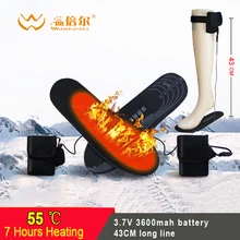 Электрическая нагревательная стелька с аккумулятором 3600 мА/ч, с одиночной линией для ботинок, заряжаемые электрические нагревающиеся стельки для зимы, лыжная стелька