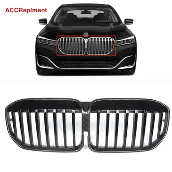 

Brand New Front Bumper Grille Grill Double Slat For BMW 7 Series G11 G12 G13 2020-2021 Carbon Fiber Tricolor Black