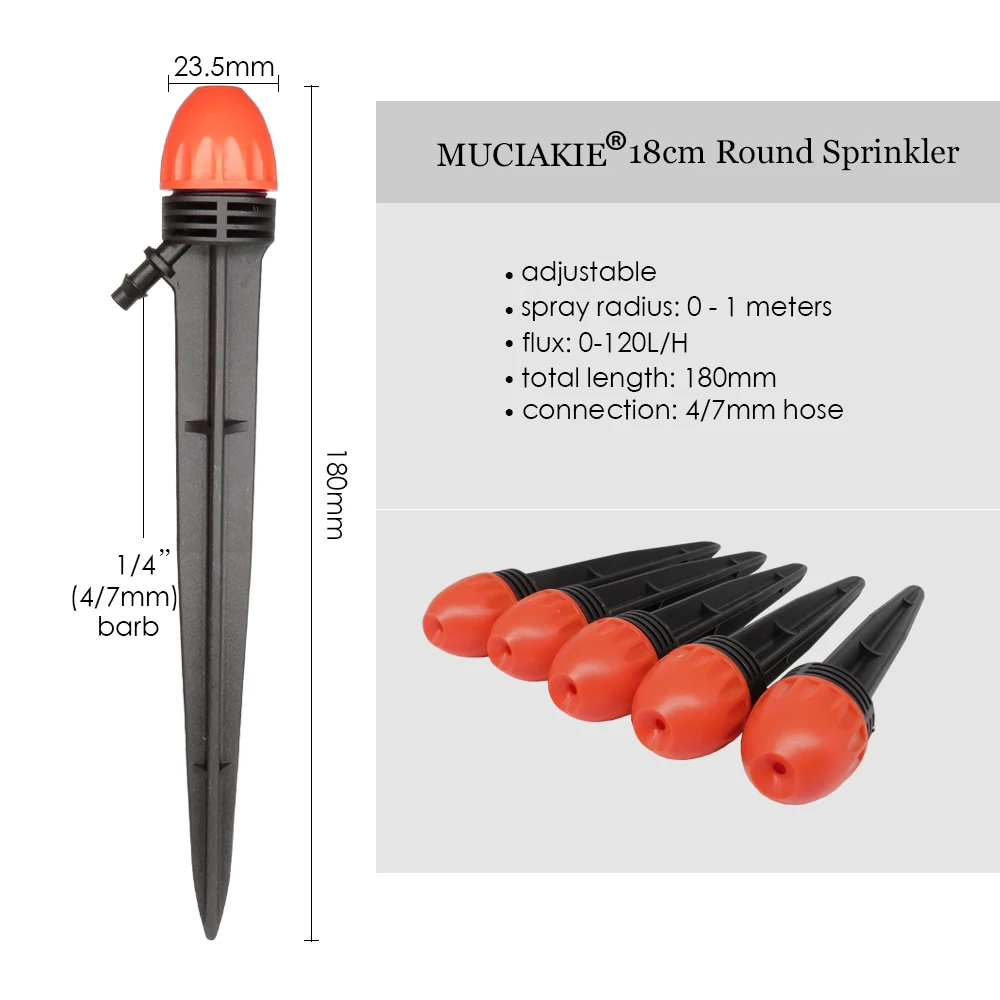 MUCIAKIE 50PCS 18CM Lawn Grass Garden Watering Tools Round Sprinklers Gardening 360 Vortex Classic Spray Adjustable Nozzle