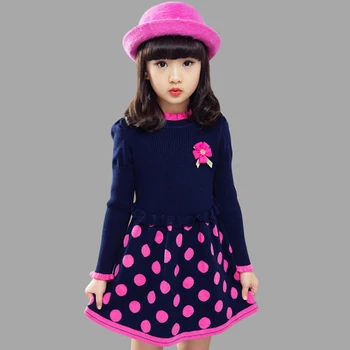 

Dresses For Girls Dot Knitted Sweater Dress For Girls Party Kids Dress Autumn Winter Christmas Clothes For Girl 3 6 8 13 Years