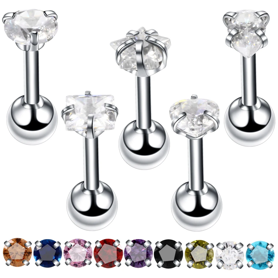 

1Pc Heart Star Cz Ear Studs Helix Piercing Cartilage Earring Conch Rook Tragus Stud Ear Piercing Cartilage Helix Jewelry