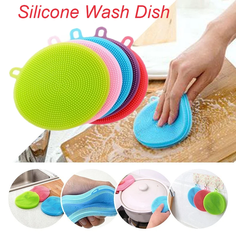 

2/4pcs Cleaning Brush Silicone Wash Dish Bowl Kitchen Cleaner Brushes Pot Pan Washing Cooking Tool Cleaner Sponges Scouring Pad