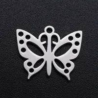 Lot de 10 breloques DIY en acier inoxydable, motifs paon, cygne, papillon, libellule, chat, pour bijoux et connecteurs de bracelet, vente en gros 3