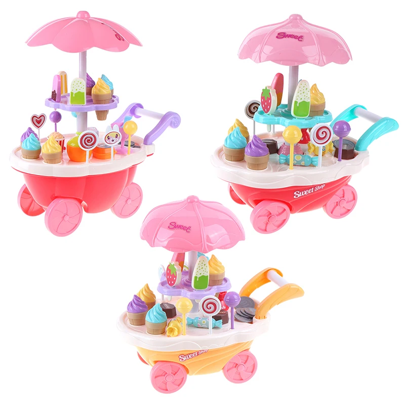 

Luxury 1Set Children's Home Simulation Mini Rotary Light Music Candy Cart Ice Cream Trolley Toy