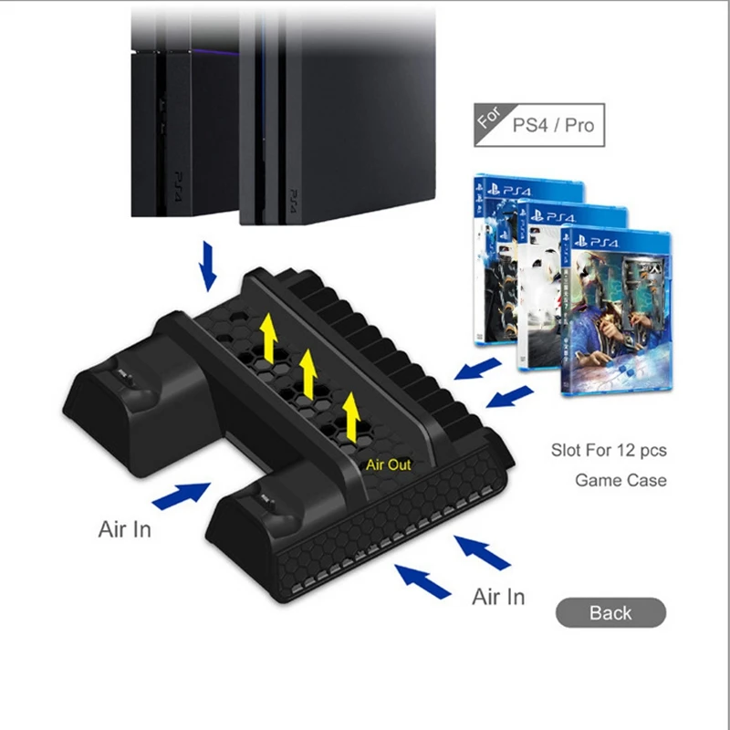 Многофункциональная PS4/Slim/PRO вертикальная подставка с охлаждающим вентилятором кулер двойной контроллер зарядное устройство зарядная станция для SONY Playstation