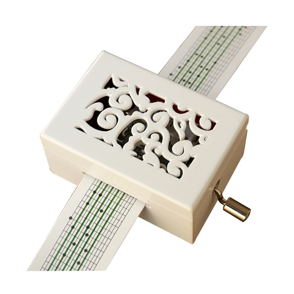 Vintage Carved Wood 15 Note 30 Note Mechanism with 30 Paper Stripes Musical Box Handcrank Music Box Gift Christmas Gift