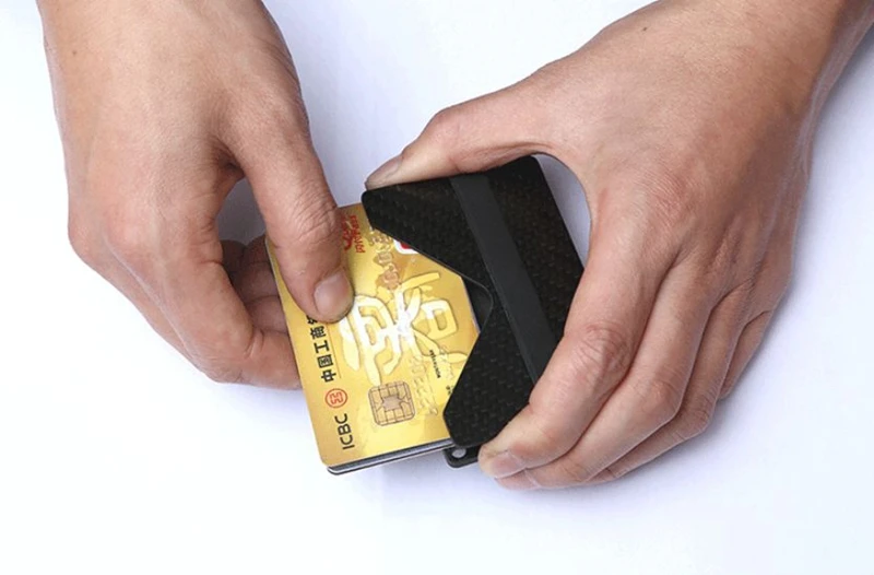 Минималистичный тонкий карбоновый держатель для кредитных карт RFID несканирующий металлический кошелек мужской женский Carteira Masculina Billetera