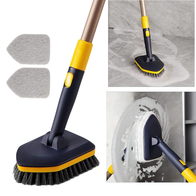 Eyliden Tub Scrubber Brush with Long Handle, 2 in 1 Tub and Tile Clean