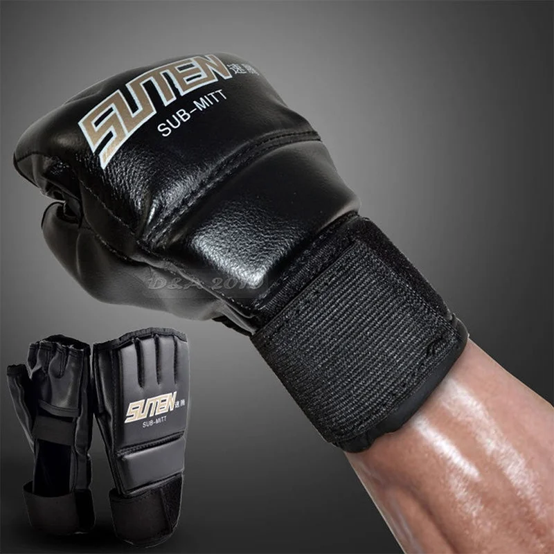 

PU Training CA Sanda 1Pairs Gloves Black Boxing Grappling Fight Sports Gloves Pro MMA UFC high quality
