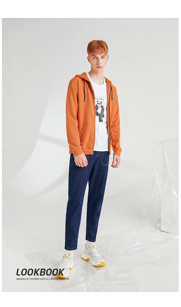 Pioneer Camp модные оранжевые толстовки для мужчин на каждый день на молнии осень Homme Youth Black толстовка с капюшоном AWY908168