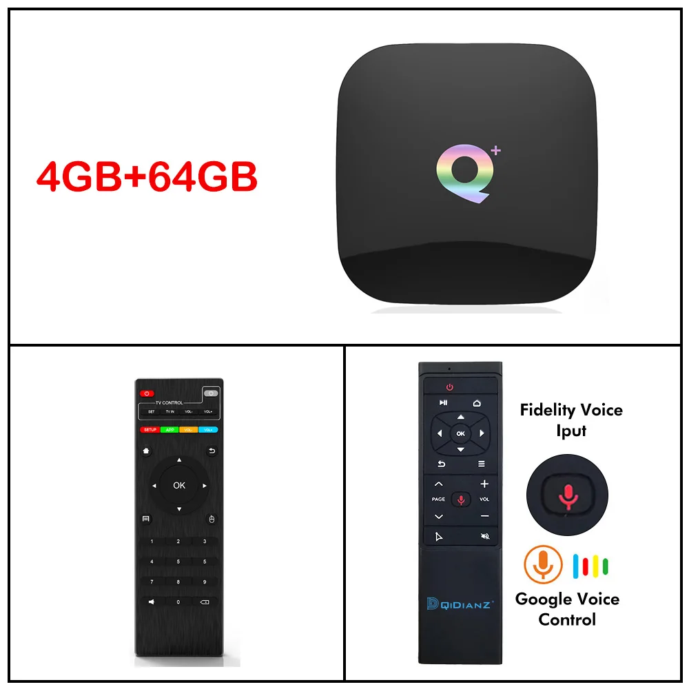 DQiDianZ QPlus Android 9,0 SAMRT tv BOX 4 Гб+ 64 Гб H6 четырехъядерный Mali-T720MP2 WiFi 2,4 ГГц 6 к H.265 медиаплеер Ethernet RJ-45 - Цвет: QPLUS-4-64-MT12