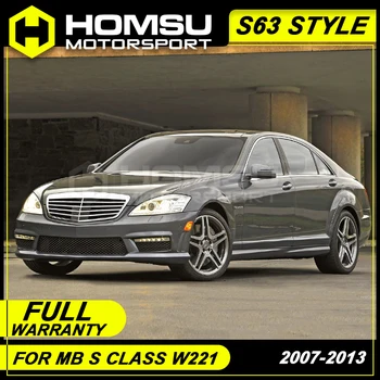 

S63 style FRP Unpainted Car Body Kit Front Rear Bumper Side Skirts Wheel Eyebrows Exhaust Pipes For Benz S Class W221 2007-2013