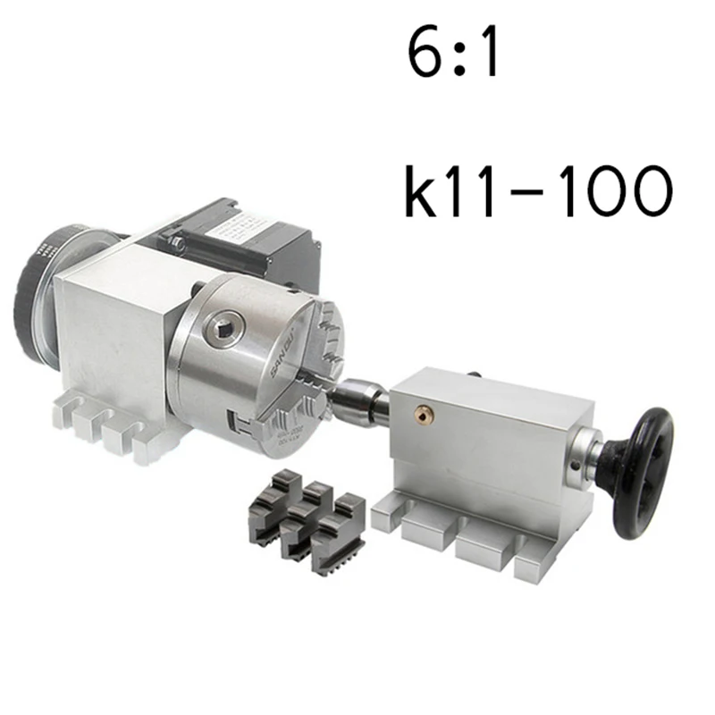 Nema34 шаговый двигатель (4:1) Nema 23 (6:1) K12-100mm 4 кулачковый патрон с ЧПУ 4th оси aixs ось