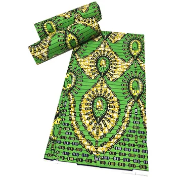 

New Arrival Green Veritable African Wax Fabric 100% Cotton Material High Quality Print Ankara Wax For Sewing 6yards N929-30