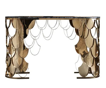 

80cm Height Gilded Stainless Steel Console Table / 128cm Width