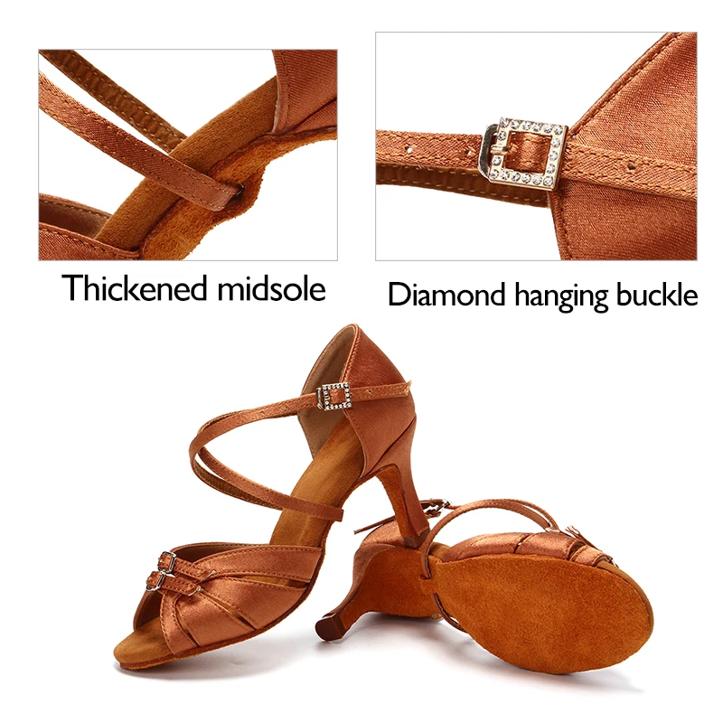 Dance Shoes DKZSYIM Latin Dance Shoes Women Ballroom Pole Dance Shoes Salsa Modern Tango High Heel Latin Adjustable For Girls Ladies