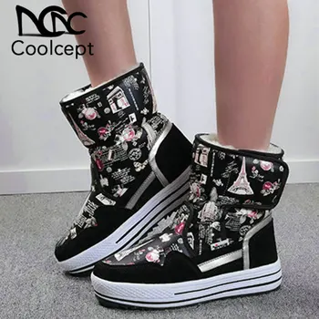 

Coolcept Print Snow Boots For Women Winter Keep Warm Plush Ankle Boots Non-Slip Outdoor Leisure Women Footwear Size 36-41