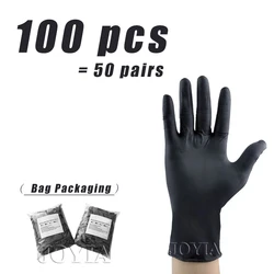 Versatile Black Disposable Gloves - Powder - Free Nitrile/Vinyl for Food Handling, 100/50/20 pcs, Multiple Sizes (100 pcs)