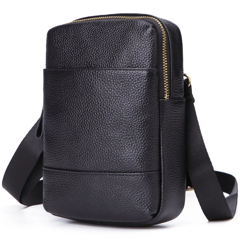 

New men's business large-capacity leather shoulder bag Korean version of the vertical oil wax leather casual wear belt purse