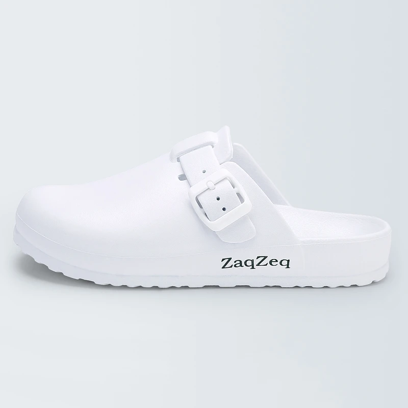 Women Casual Slippers Medical Doctors Nurses Surgical Shoes Work Flat Slippers Operating Room Lab Slippers Ladies Fashion Shoes - Color: White