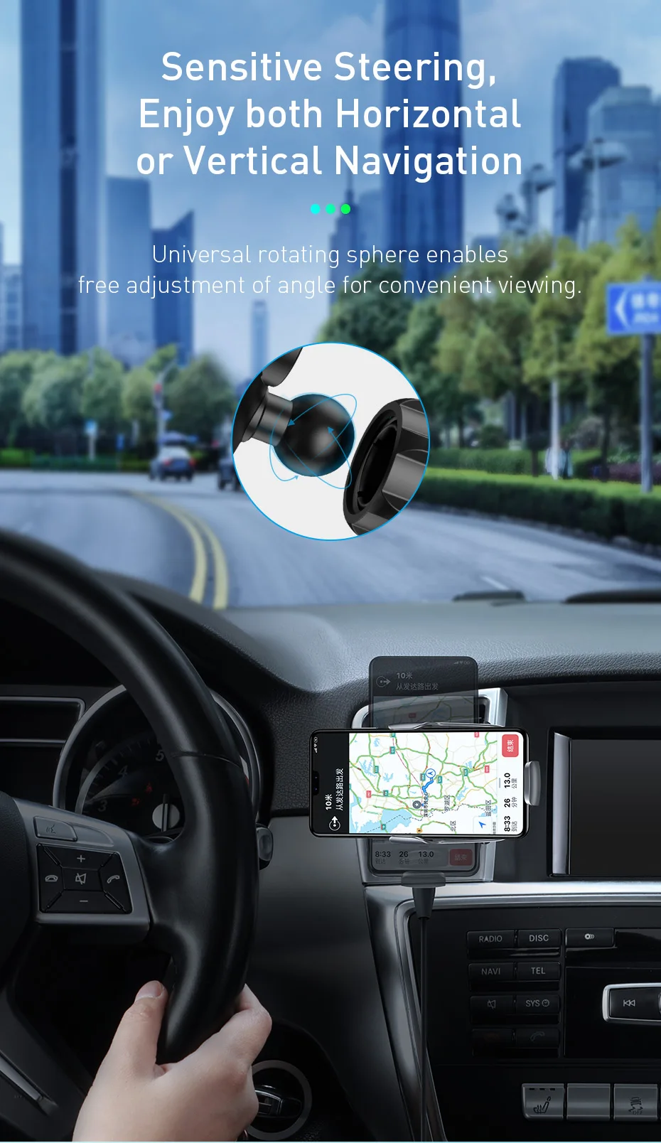Baseus chargeur de voiture sans fil Qi 15W-9