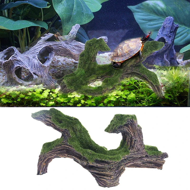 

Aquarium Resin Artificial Driftwood Tree With Moss Fish Tank Ornament Decoration