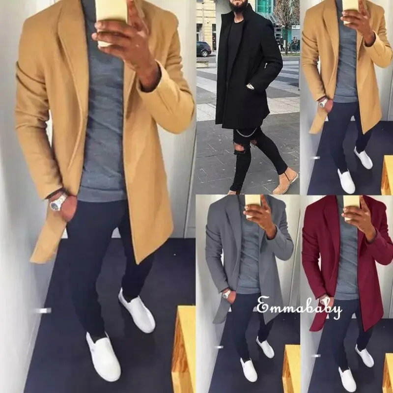Abrigos británicos para hombre, prendas de vestir informales, abrigo largo cálido, rompevientos, chaqueta, ropa, moda 2020