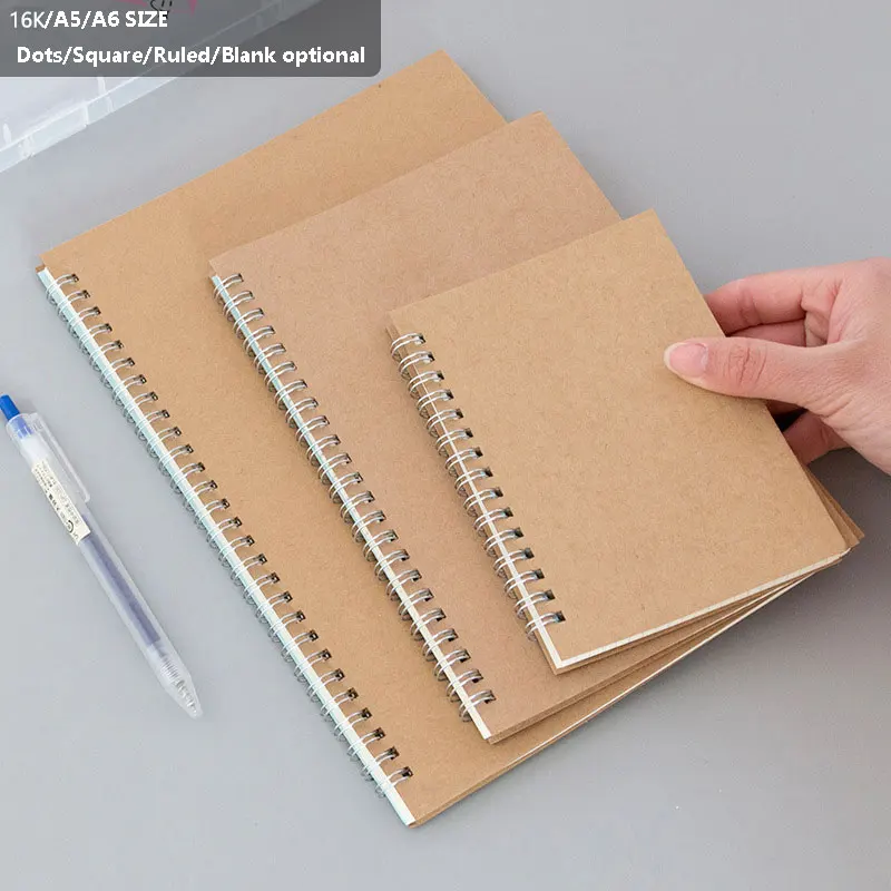 16K/A5/A6 caqui cuaderno tapa puntos/cuadrado/gobernado/en blanco 100 páginas de papel de diario planificador para escritura Oficina escuela suministros de papelería