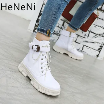 

2019 Autumn New Early Winter Shoes Women Round Toe platform Boots Fashion Buckle Women Ankle Boots Brand Woman Botas mujer 34-42